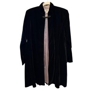 Vintage Patra Black Velvet Opera Coat Goth Vamp Whimsigoth Long Swing Jacket M